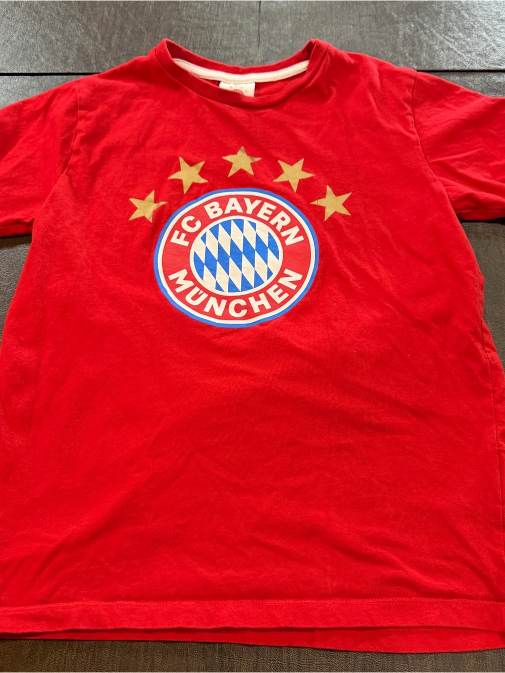 FC Bayern Munchen Kids Red Logo Jersey Tee Sz 164 (Youth Large) Germany